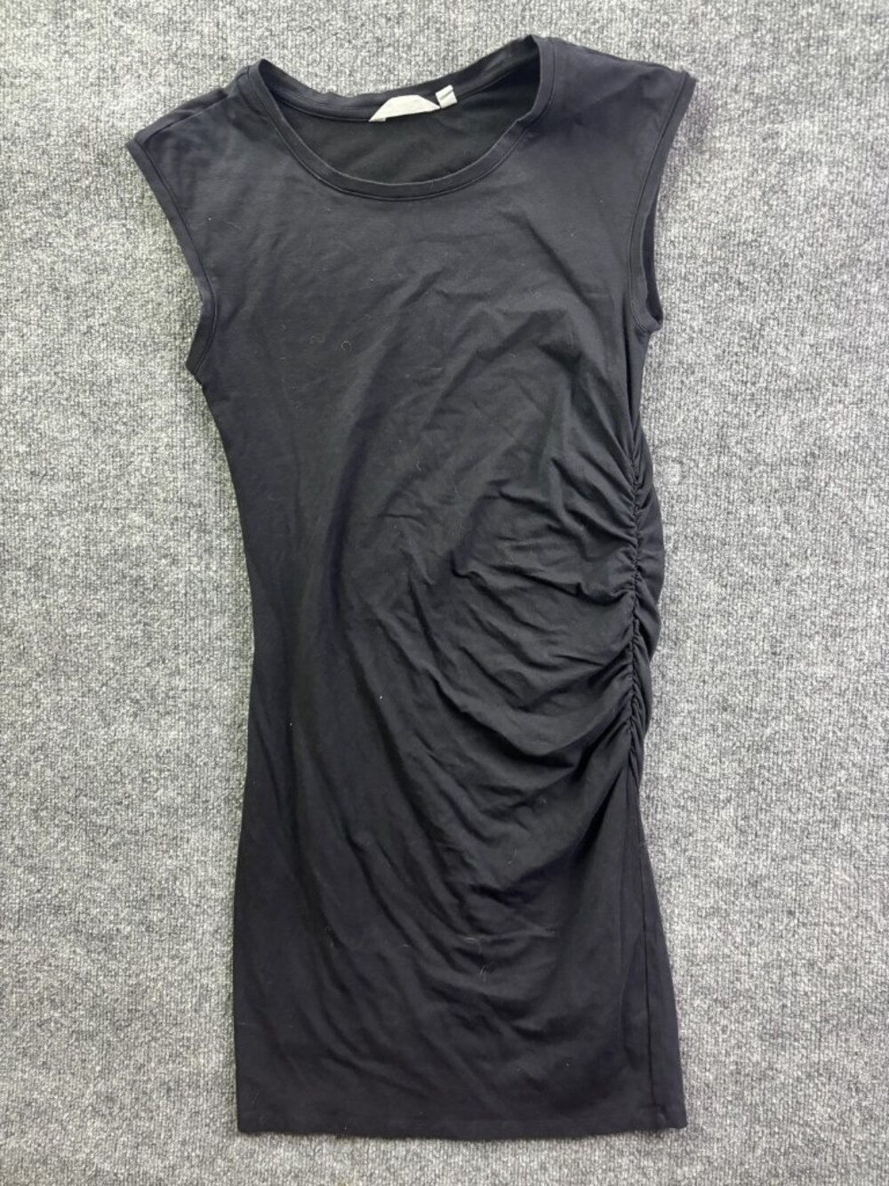 Athleta Dress Womens Medium Black‎ Ruched T Shirt Bodycon Short Casual Travel